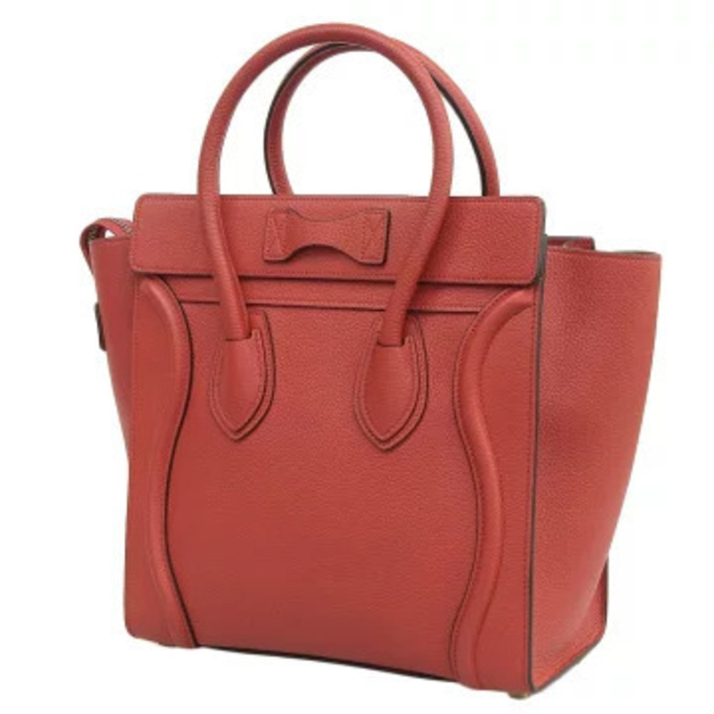 Celine Leather Red Luggage Handbag